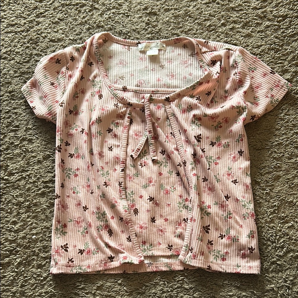 Floral Pink Short Sleeve Top